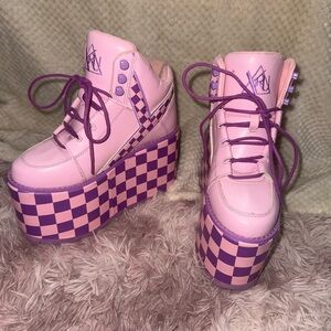 YRU Pink and Purple Platform Sneakers